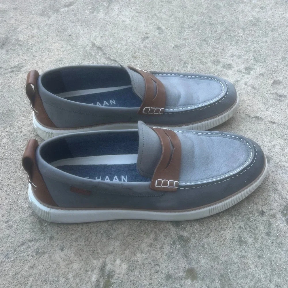 Cole Haan Grand Series Cloudfeel Gray Nubuck Penny Loafers Men's Size 11